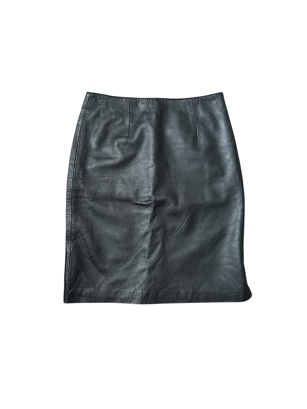 Classic Black Leather Pencil Skirt
